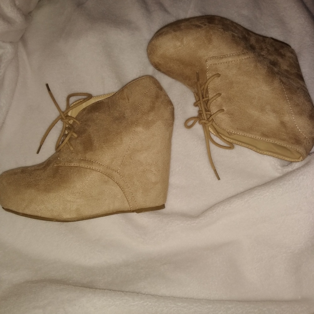Charlotte Russe Tan Wedge Booties